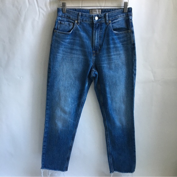 Everlane The Curvy Cheeky Jean Crop High Rise Raw Hem Blue Denim Jeans Size 29 - Picture 17 of 17